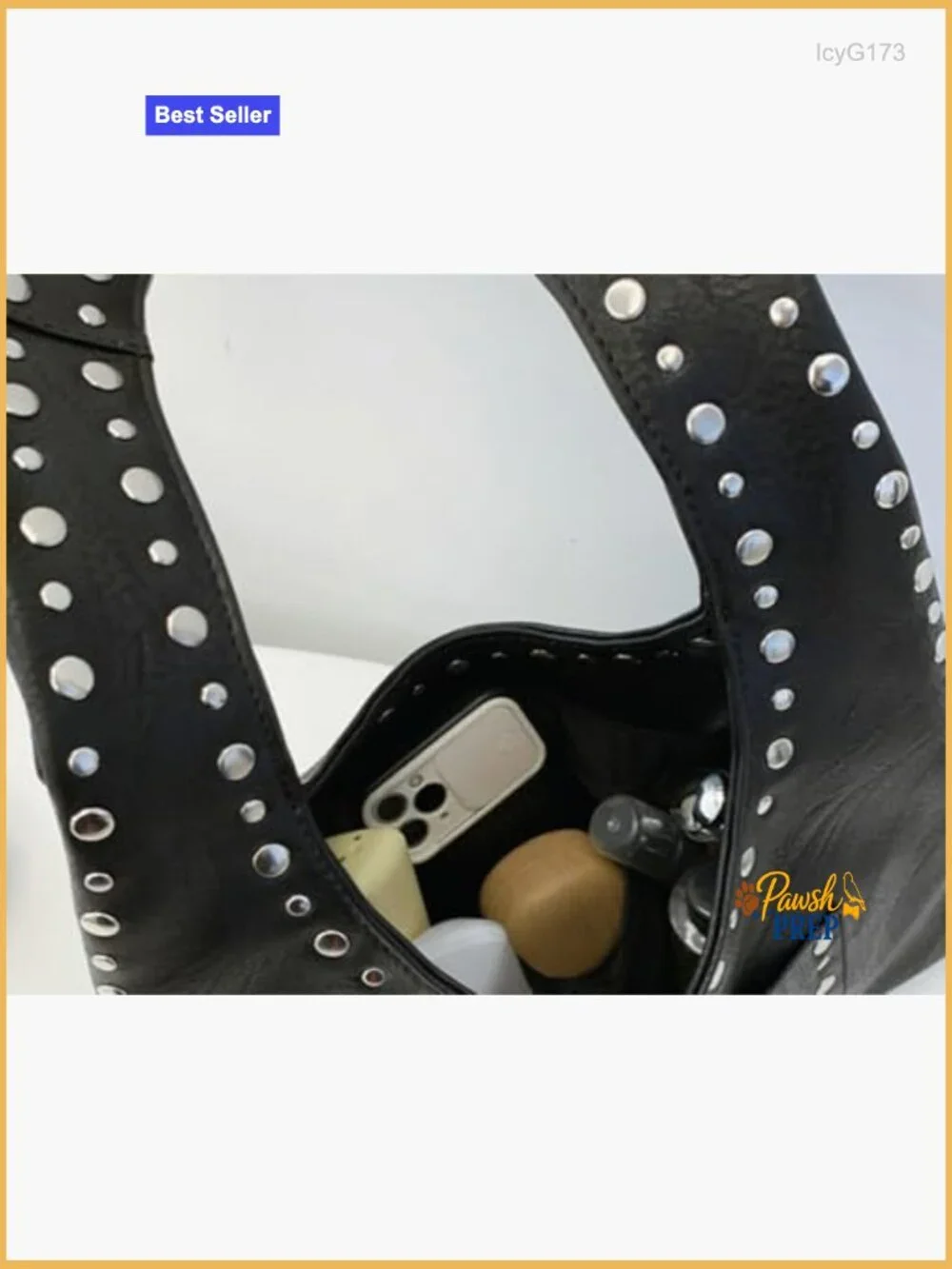Vintage Studded PU Leather Hobo Shoulder Bag Tote Purse Punk